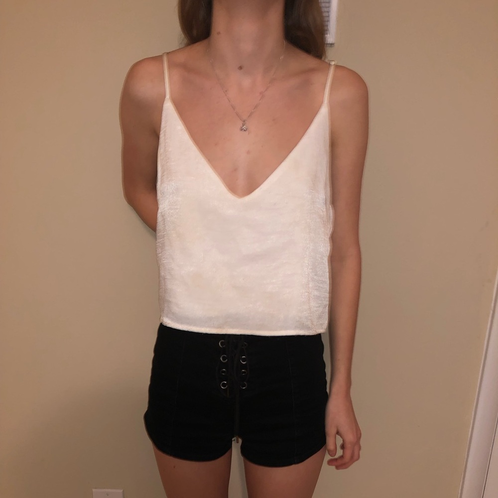 Honey Punch Satin White Crop Top